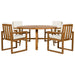 5-Piece Outdoor Patio Dining Set Acacia Wood with Four Armchairs and Table, Beige Default -DTYStore