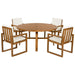 5-Piece Outdoor Patio Dining Set Acacia Wood with Four Armchairs and Table, Beige Default -DTYStore