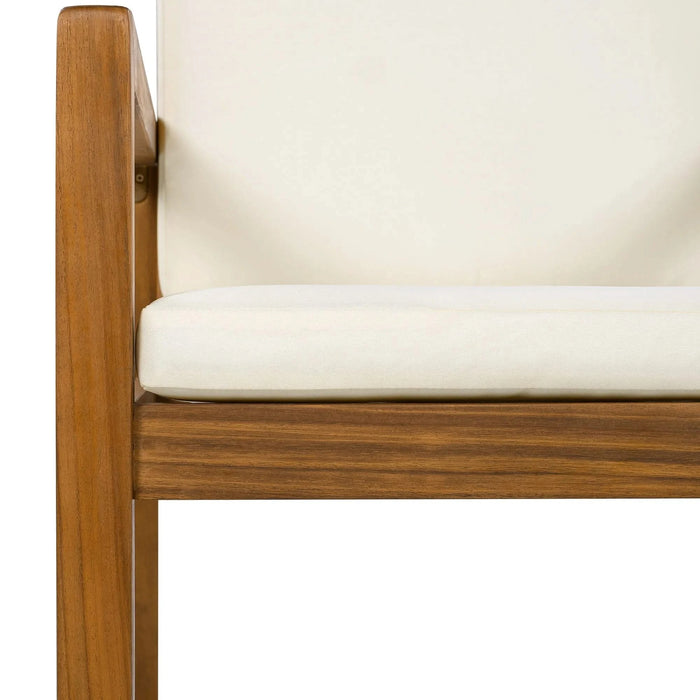 5-Piece Outdoor Patio Dining Set Acacia Wood with Four Armchairs and Table, Beige Default -DTYStore