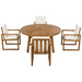 5-Piece Outdoor Patio Dining Set Acacia Wood with Four Armchairs and Table, Beige Default -DTYStore