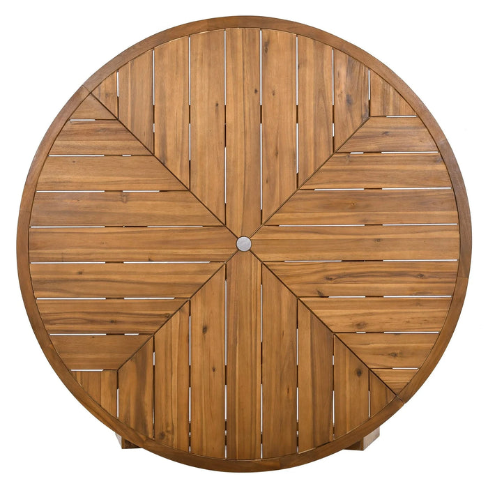 5-Piece Outdoor Patio Dining Set Acacia Wood with Four Armchairs and Table, Beige Default -DTYStore