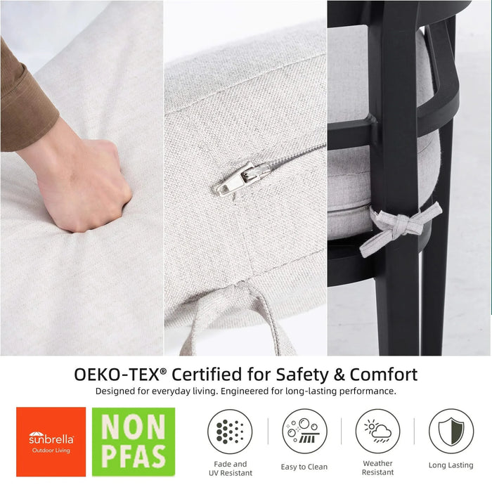 5-Piece Outdoor Pedestal Dining Set, 44' Rounded Square Sintered Stone Table with Flared Base and 4 Armchairs, Sunbrella Cushions, Rust-Free Aluminum, Weather-Resistant, for Patio or Deck Default -DTYStore