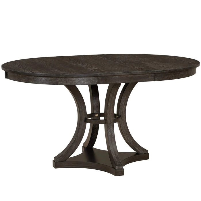 5-Piece Retro Functional Dining Table Set Extendable Round Table and 4 Upholstered Chairs for Dining Room and Living Room (Espresso) Default -DTYStore