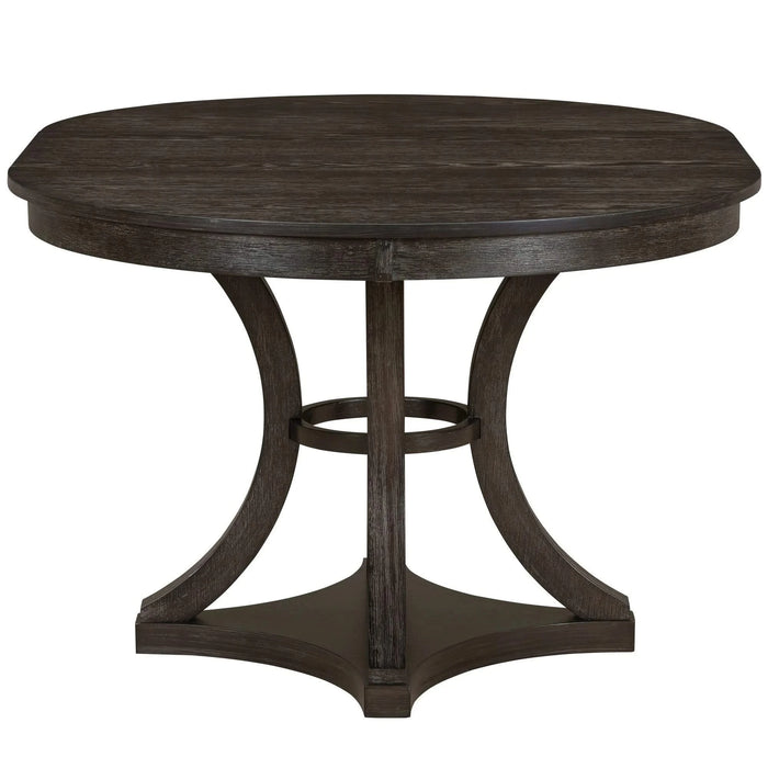 5-Piece Retro Functional Dining Table Set Extendable Round Table and 4 Upholstered Chairs for Dining Room and Living Room (Espresso) Default -DTYStore