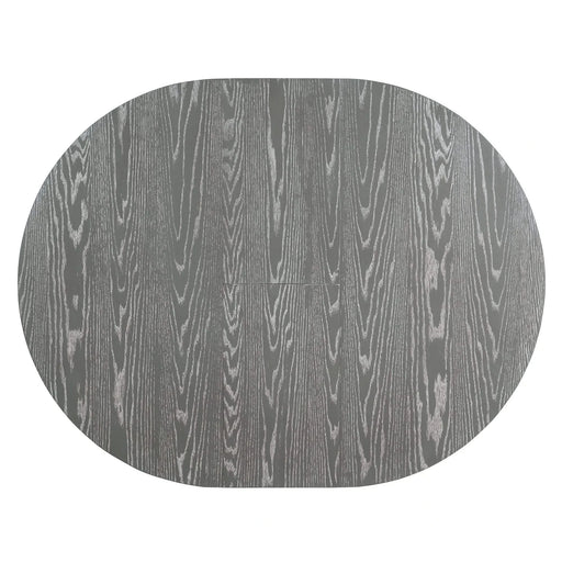 5-Piece Retro Functional Dining Table Set Extendable Round Table and 4 Upholstered Chairs for Dining Room and Living Room (Grey) Default -DTYStore