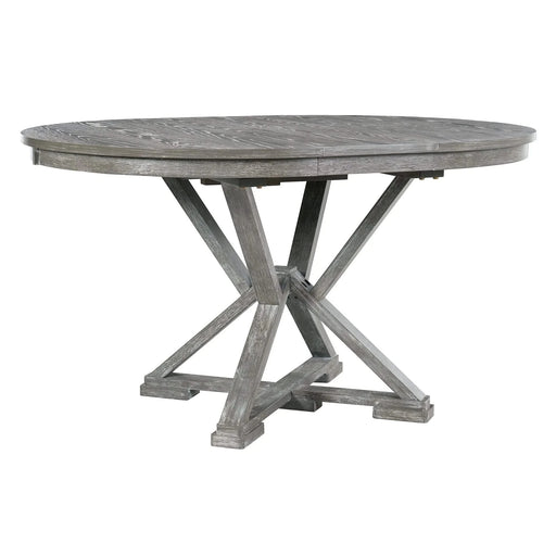 5-Piece Retro Functional Dining Table Set Extendable Round Table and 4 Upholstered Chairs for Dining Room and Living Room (Grey) Default -DTYStore