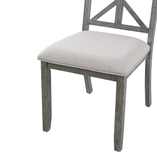 5-Piece Retro Functional Dining Table Set Extendable Round Table and 4 Upholstered Chairs for Dining Room and Living Room (Grey) Default -DTYStore