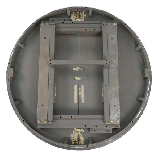 5-Piece Retro Functional Dining Table Set Extendable Round Table and 4 Upholstered Chairs for Dining Room and Living Room (Grey) Default -DTYStore