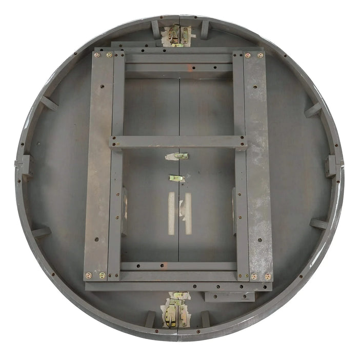 5-Piece Retro Functional Dining Table Set Extendable Round Table and 4 Upholstered Chairs for Dining Room and Living Room (Grey) Default -DTYStore