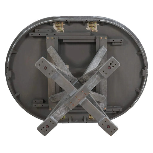 5-Piece Retro Functional Dining Table Set Extendable Round Table and 4 Upholstered Chairs for Dining Room and Living Room (Grey) Default -DTYStore