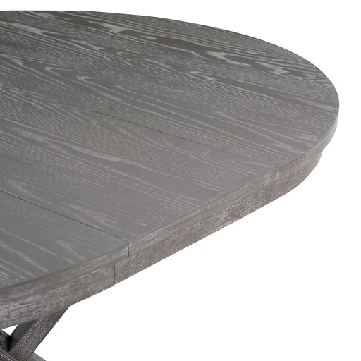 5-Piece Retro Functional Dining Table Set Extendable Round Table and 4 Upholstered Chairs for Dining Room and Living Room (Grey) Default -DTYStore