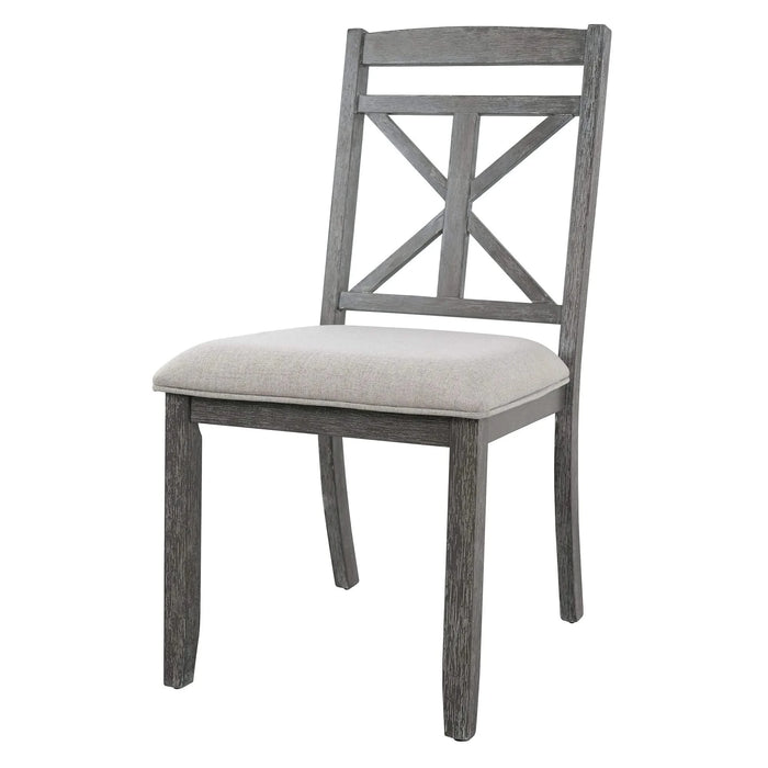 5-Piece Retro Functional Dining Table Set Extendable Round Table and 4 Upholstered Chairs for Dining Room and Living Room (Grey) Default -DTYStore