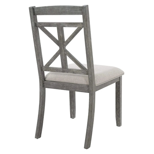 5-Piece Retro Functional Dining Table Set Extendable Round Table and 4 Upholstered Chairs for Dining Room and Living Room (Grey) Default -DTYStore