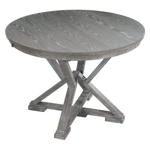 5-Piece Retro Functional Dining Table Set Extendable Round Table and 4 Upholstered Chairs for Dining Room and Living Room (Grey) Default -DTYStore