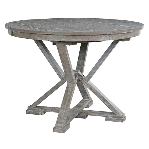 5-Piece Retro Functional Dining Table Set Extendable Round Table and 4 Upholstered Chairs for Dining Room and Living Room (Grey) Default -DTYStore