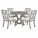 5-Piece Retro Functional Dining Table Set Extendable Round Table and 4 Upholstered Chairs for Dining Room and Living Room (Grey) Default -DTYStore