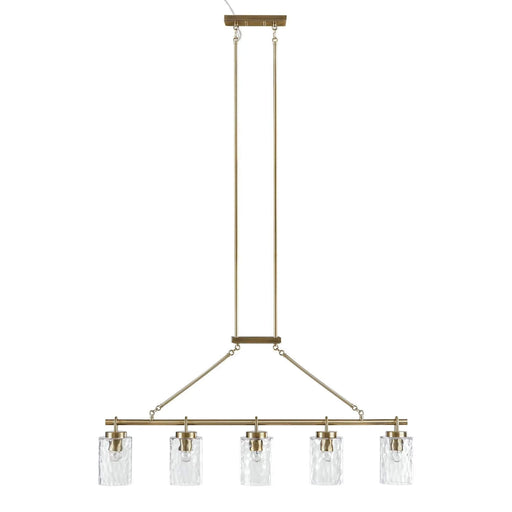 5-light Linear Chandelier with Textured Glass Shades Default -DTYStore