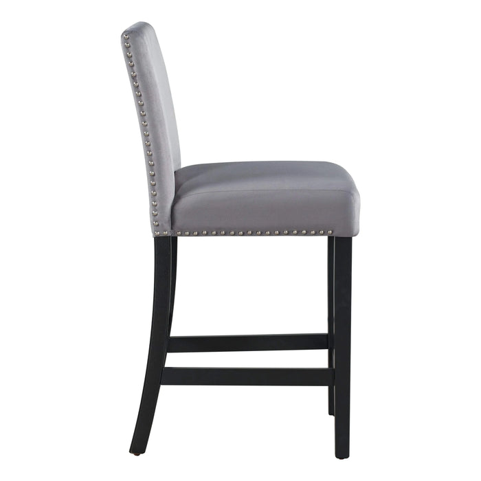 5-piece Counter Height Dining Table Set with One Faux Marble Top Dining Table and Four Velvet-Upholstered Chairs,Grey Default -DTYStore