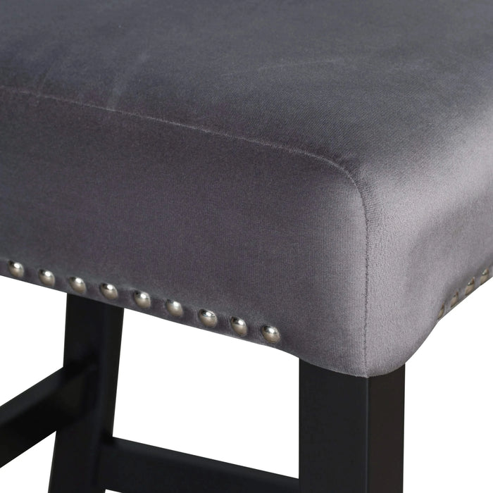 5-piece Counter Height Dining Table Set with One Faux Marble Top Dining Table and Four Velvet-Upholstered Chairs,Grey Default -DTYStore