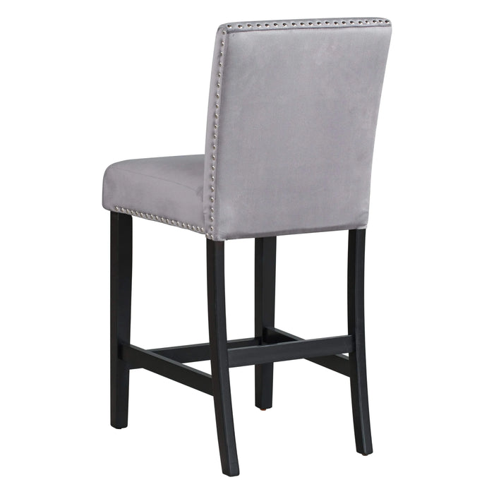 5-piece Counter Height Dining Table Set with One Faux Marble Top Dining Table and Four Velvet-Upholstered Chairs,Grey Default -DTYStore