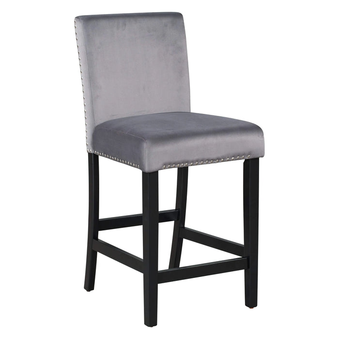 5-piece Counter Height Dining Table Set with One Faux Marble Top Dining Table and Four Velvet-Upholstered Chairs,Grey Default -DTYStore