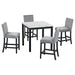 5-piece Counter Height Dining Table Set with One Faux Marble Top Dining Table and Four Velvet-Upholstered Chairs,Grey Default -DTYStore