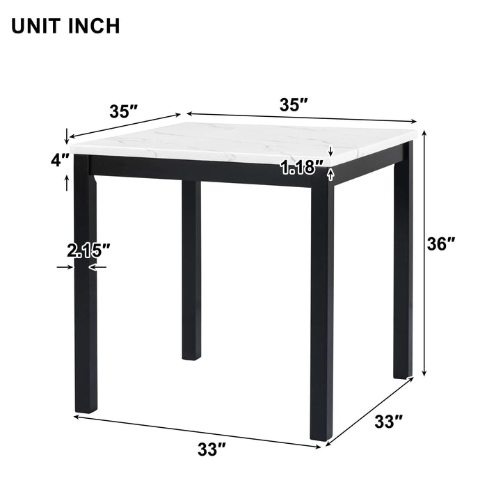 5-piece Counter Height Dining Table Set with One Faux Marble Top Dining Table and Four Velvet-Upholstered Chairs,Grey Default -DTYStore