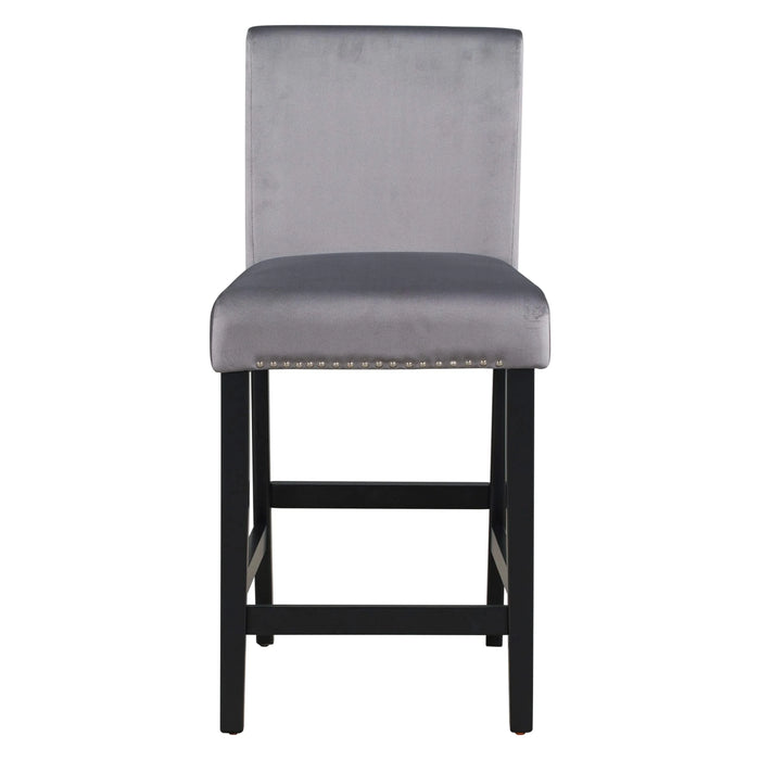 5-piece Counter Height Dining Table Set with One Faux Marble Top Dining Table and Four Velvet-Upholstered Chairs,Grey Default -DTYStore