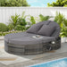 Outdoor Patio Round Daybed, Sun Bed with Adjustable Backrests and Foldable Cup Trays, Reclining Outdoor Lounger Wicker Rattan Patio Daybed with Cushions and Pillows for Backyard Poolside - DTYStore