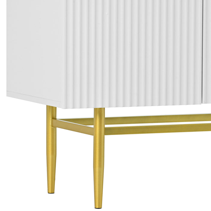 Modern Elegant 4-door Sideboard Gold Metal Handle Buffet Cabinet for Dining Room, Living Room, Bedroom, Hallway - DTYStore