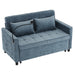 56.9" Loveseat Sofa Pull-out Sofa Bed Sleeper Sofa with a Reversible Backrest Cushion, Side Pockets, Two USB Ports and a Phone Holder for Living Room, Blue - DTYStore