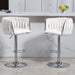 360° Fabric cover Swivel Bar Stools Set of 2, Adjustable Counter Height Bar Chairs with Woven Back & Footrest,Silver chromed Bar Stools for Kitchen Island, Cafe, Pub (Beige) - DTYStore