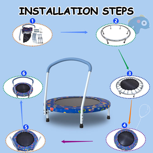 36inch Mini Trampoline for Kids Ages 1-6 Indoor Outdoor Trampoline with Handle Fun for Kids - Image 9