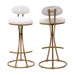 Bar Stools Set of 2 S-shaped Gold Barstools with Backrest Floral Print Upholstered Dining Chairs Counter Height Stool for Kitchen Island (Gold & White Print) - DTYStore