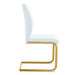 Luxury Simple Arch Chair - Set of 6 White PU Material High Resilience Dining Chair with Arched Metal Gold Leg. - DTYStore