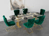PrimeNest Noblesse Collection Upholstered Gold Legged Dining Chair, Set of 2, Green - DTYStore