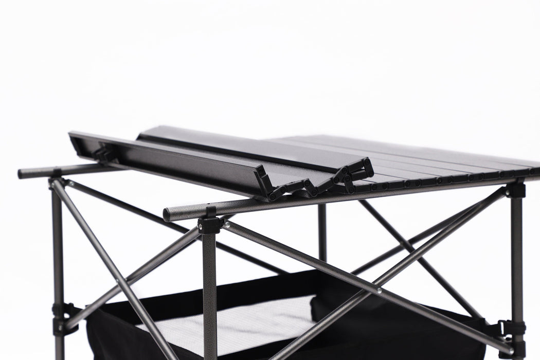 1-piece Folding Outdoor Table with Carrying Bag,Lightweight Aluminum Roll-up Square Table for indoor, Outdoor Camping, Picnics, Beach,Backyard, BBQ, Party, Patio, 27.56X27.56X27.56in, Black - DTYStore