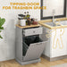 Kitchen Tilt Out Trash Bin Cabinet Free Standing Recycling Cabinet Trash Can Holder With Drawer, Gray - DTYStore