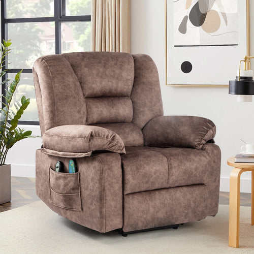 Comfortable Velvet Power Lift Recliner Chair Sofa with Massage and Heating for Elderly in Brown - Image 2