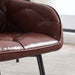 Dining Chairs Set of 2, Upholstered Kitchen Chairs with Comfortable Seat, Faux Leather Vintage Chairs with Armrests, Easy to Assemble and Clean, for Dining Room, Kitchen, Living Room, Brown - DTYStore