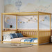 Full Size Canopy Bed Frame with Guardrails for Kids,Floor Bed Full with Four Poster Design,Kids Montessori Floor Bed,Wood Canopy Bed Frame for Girls,Boys(Full,Natural) - DTYStore