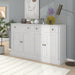 Kitchen Sideboard Storage Buffet Cabinet with 2 Drawers & 4 Doors Adjustable Shelves for Dining Room, Living Room (Antique White) - DTYStore