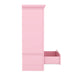 Open children's wardrobe with a hanging rod and open shelves, one large drawer, low design close to the ground for easy access,Pink. - DTYStore
