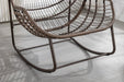 Outdoor Rattan Rocking Chair,Padded Cushion Rocker Recliner Chair Outdoor for Front Porch, Living Room, Patio, Garden, Grey - DTYStore