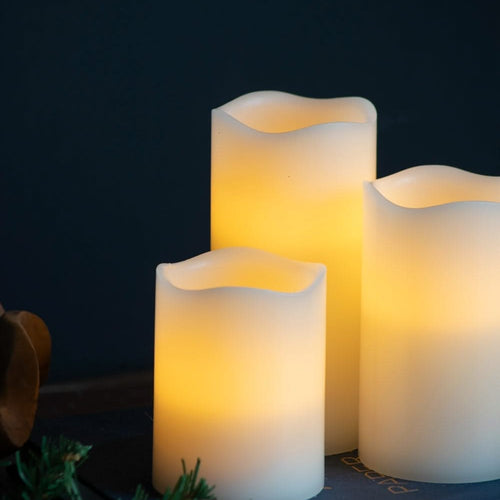 Set of 3 Ivory LED Candles with Remote Timer, L:D3X6' M:D3X5' S:D3X4' - Image 5