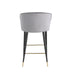 Contemporary Velvet Upholstered Counter Height Stool with Deep Channel Tufting and Gold Tipped, Black Metal Legs, 20' W x 21' D x 36.5' H, Gray - DTYStore