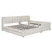 Queen Size & Twin XL Size Upholstered Platform Bed, Mother & Child Bed with Hydraulic Storage System, Drawer Box, Bedhead storage shelf and Two pairs of sockets & USB Ports, PU Leather, Beige - DTYStore