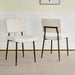 Modern Beige simple dining chair Fabric Upholstered Chairs home bedroom stool back dressing chair black metal legs(set of 2) - DTYStore