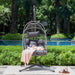 Outdoor Egg Hanging Chair with Stand, Patio Wicker Swing Egg Chair Indoor Swinging Chair Outdoor Hammock Egg Chair - DTYStore