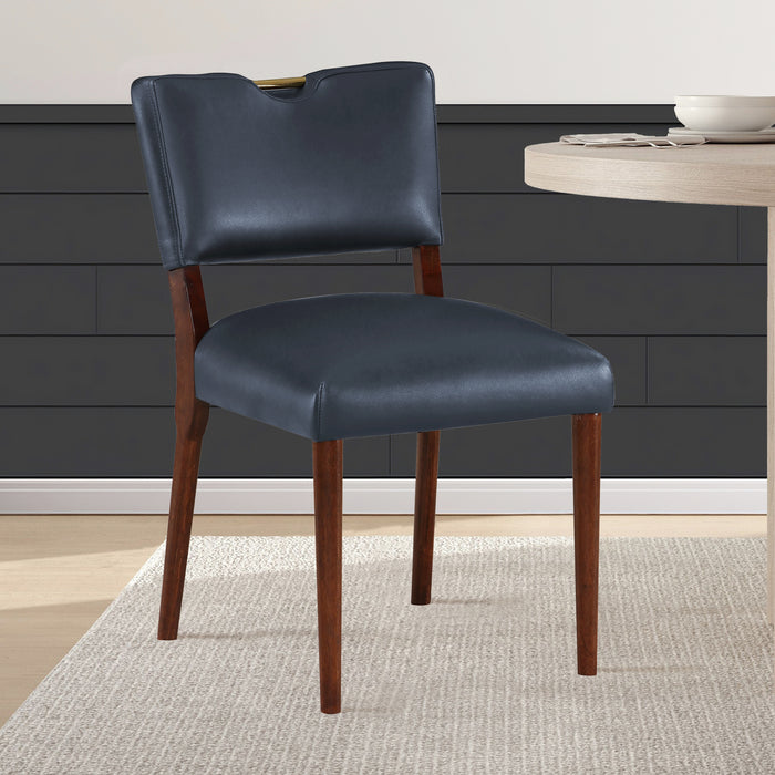 Bryson Midnight Blue Faux Leather Dining Chair - Set of 2 - DTYStore